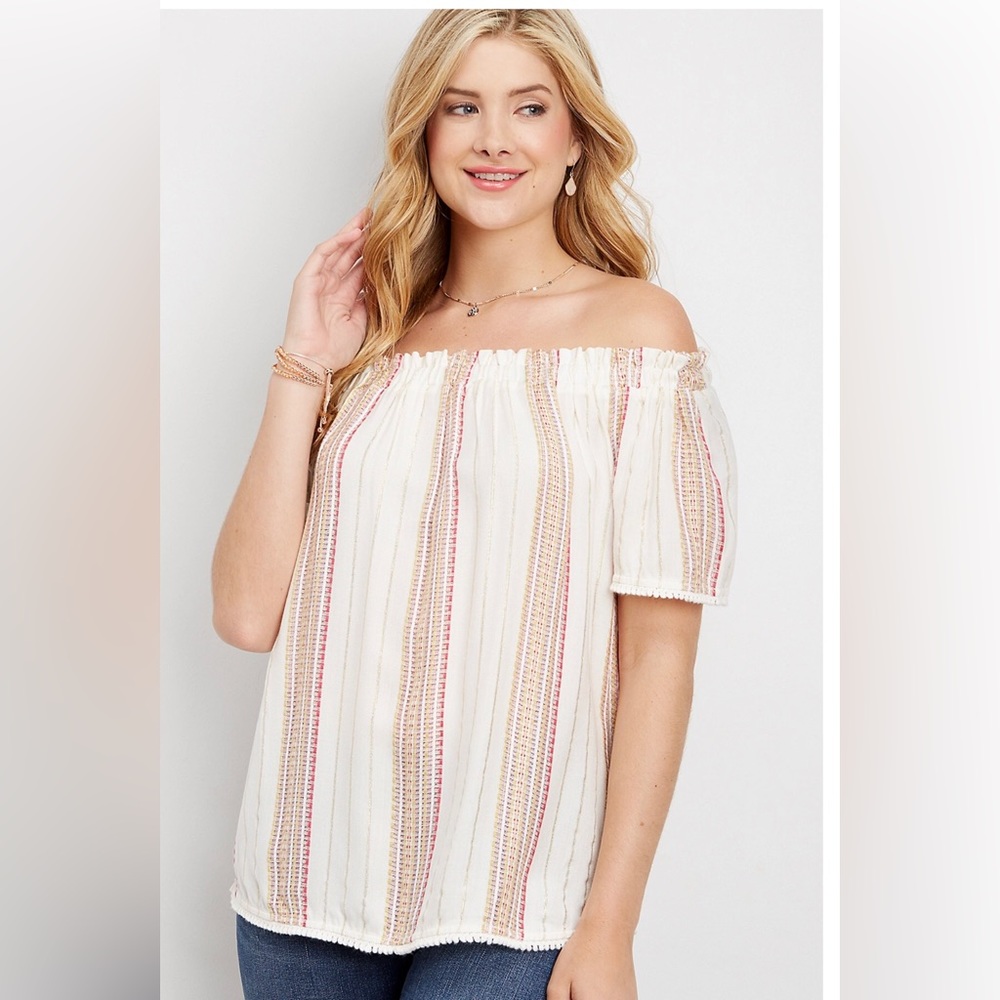 Maurices Lurex Stripe Off the Shoulder Top